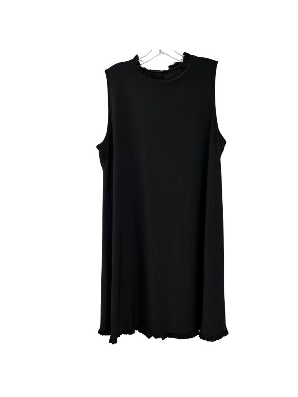 TIANA B. Sleeveless Shift Dress Pleated Trim Black Womens Size 1X